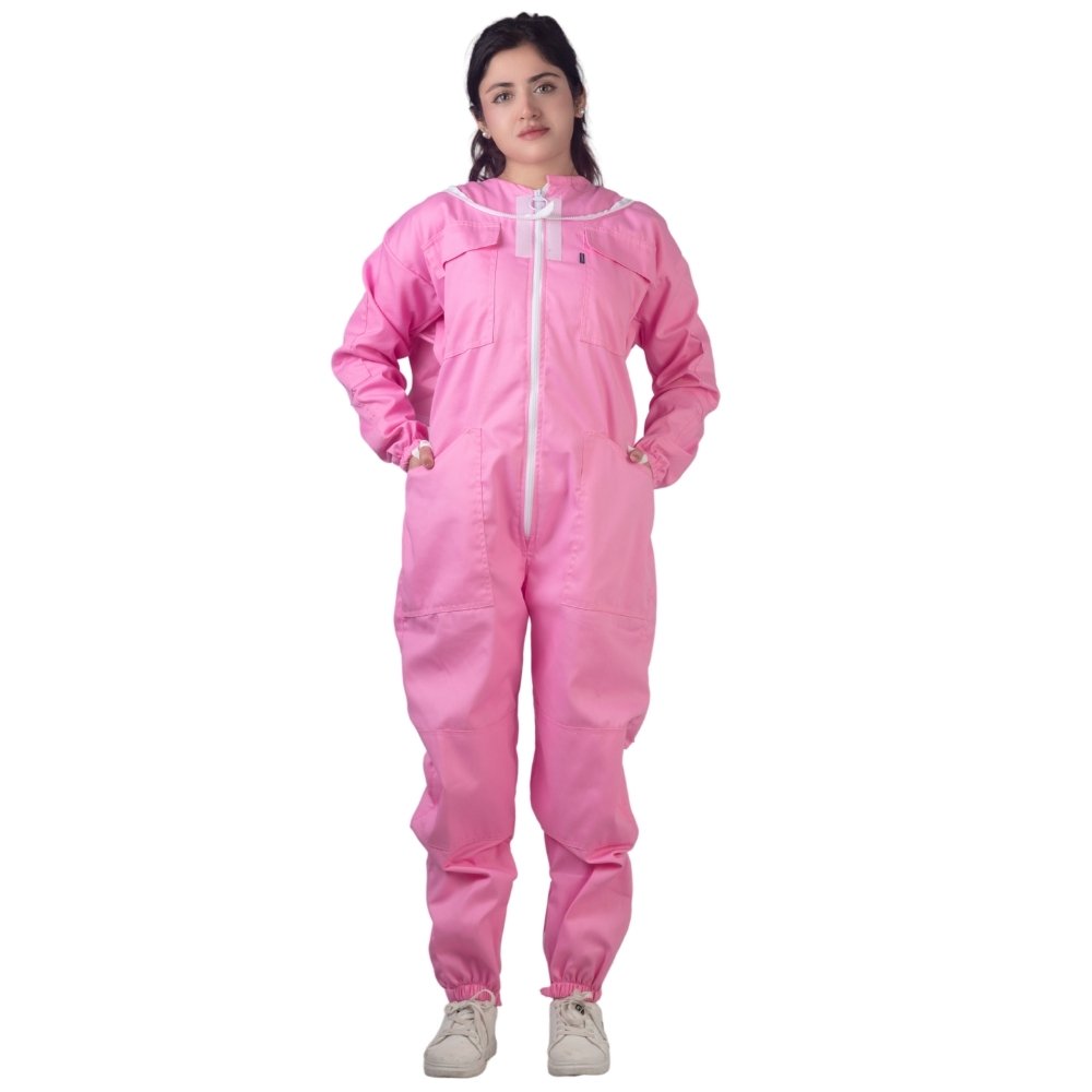 Pink beekeeper suit for women front view