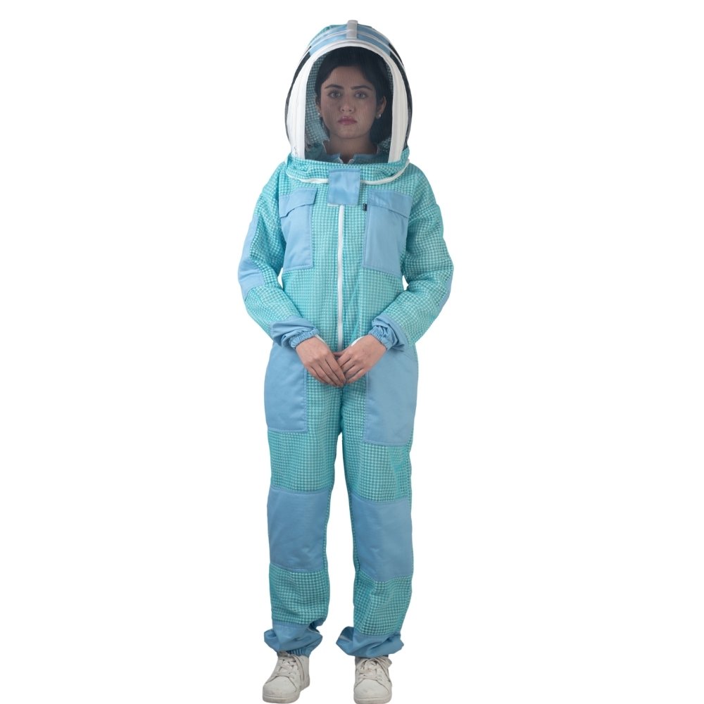 Golden Hive TerraShield™ 3-Layer Vented Beekeeping Suit – Sting-Resistant Mesh (Blue)