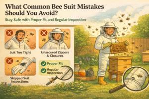 Common bee suit mistakes and proper fit safety illustration