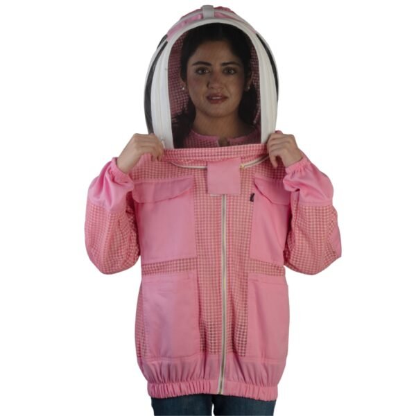 BeeRose Premium Beekeeping Jacket with veil lowered in working position.